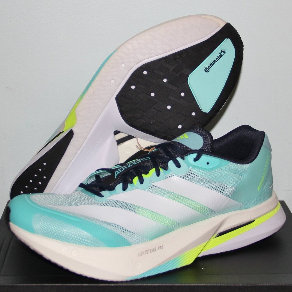 Adidas Adizero Boston 13 Running Shoes Mens 9.5 Flash Aqua White Lemon